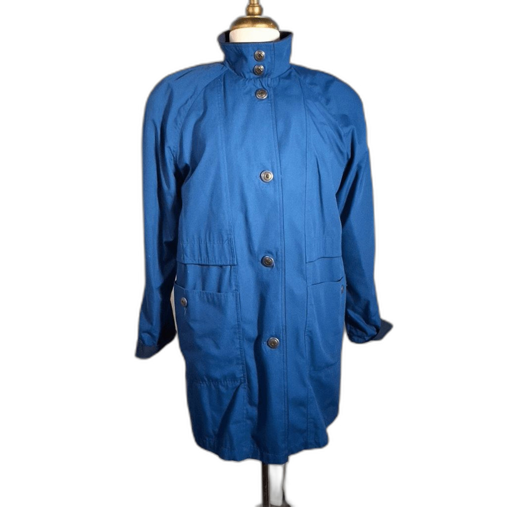 Misty Harbor Coat Petite 8 Vintage 80's Retro Sportswear Dark Blue Trench Coat